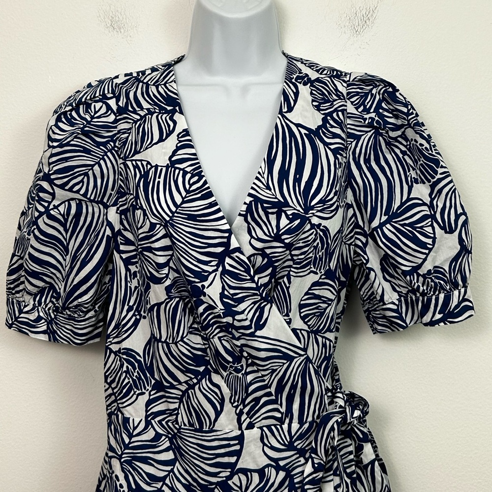 NWT Lilly Pulitzer Alexandria Elbow Sleeve Aegean Navy Beach Path Wrap Dress‎ 12 - Picture 7 of 8